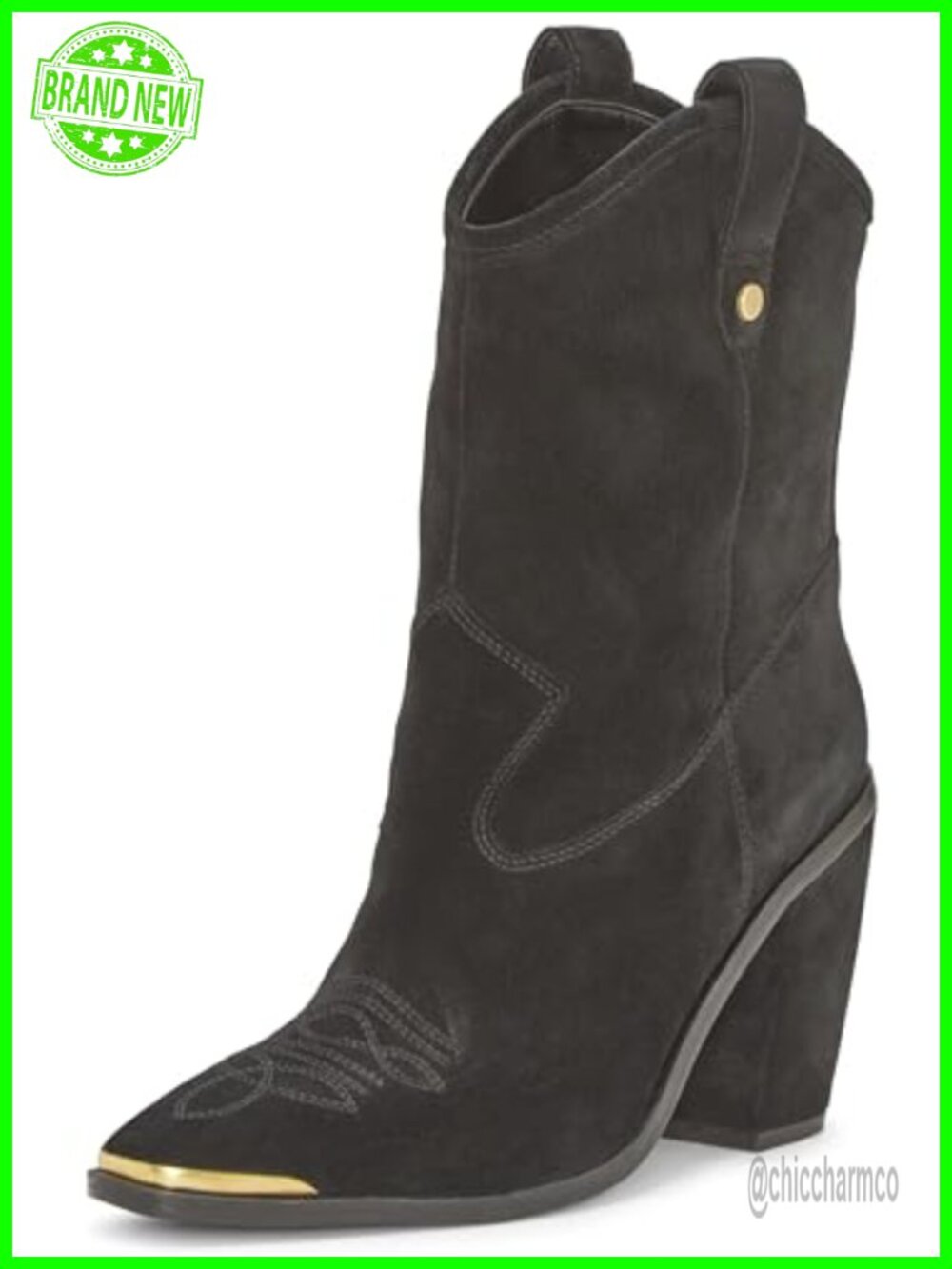 Suede Ankle Booties Pointed Toe Stacked Heel 3.5"